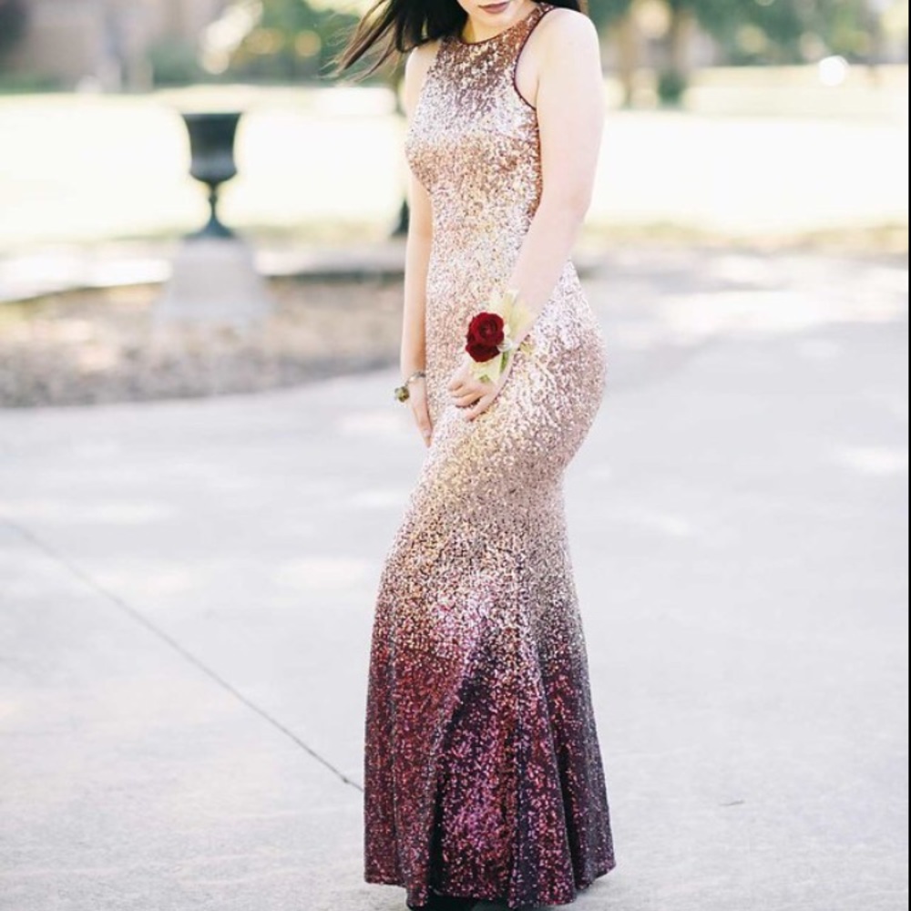 Sparkly- Burgundy and Gold PROM DRESS